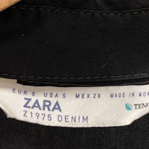 ZARA Z1975 DENIM - 100% Lyocell Button Down Shirt - - Dark Grey - Size S - Picture 4 of 5
